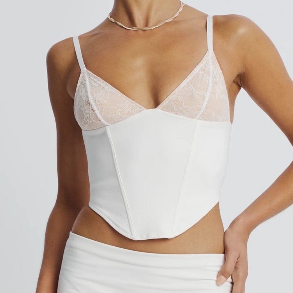 GLASSONS corset top covered hem, cream color size US XS (AU 6/US0) lace detail